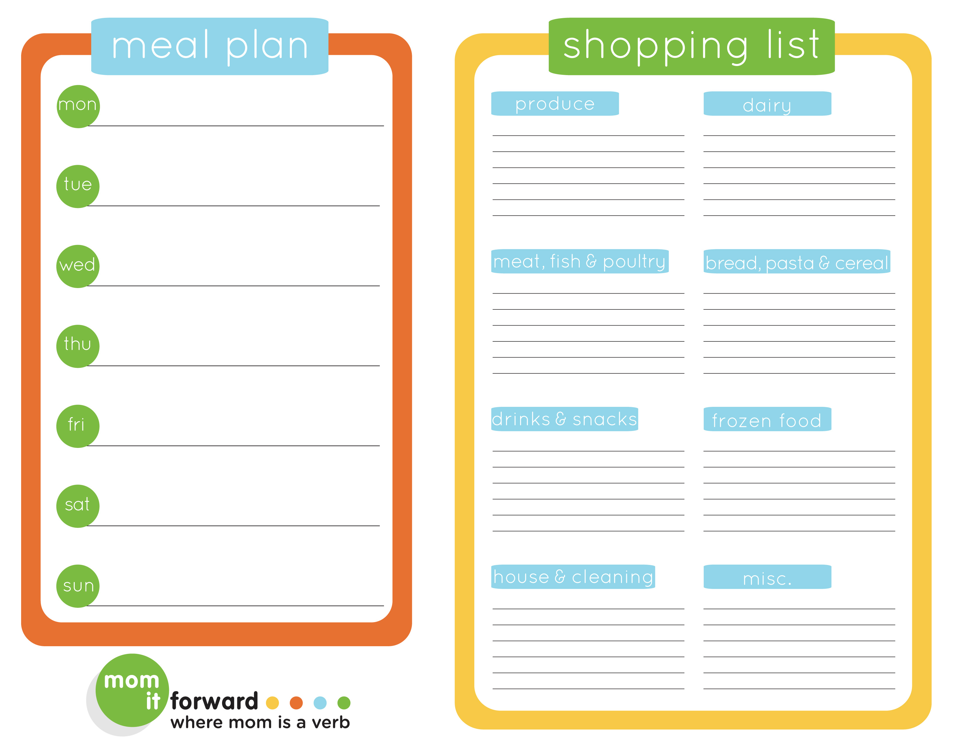 Meal Planner Weekly Food Diary Home Family Kids List A4 Wipe Clean Personalised 
