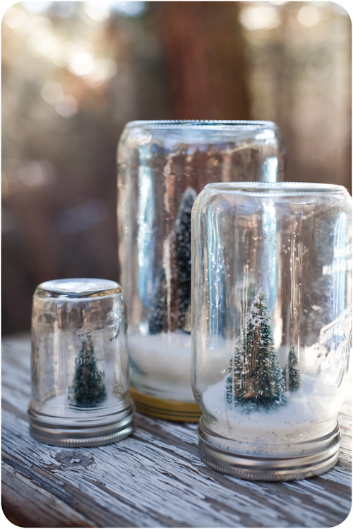 Winter scenes in a jar