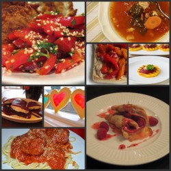 Collage of food using red ingredients