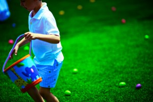 Child hunting for Easter eggs on a n Easter egg hunt