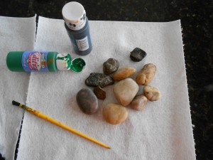 supplies to make st. patrick's day river rocks