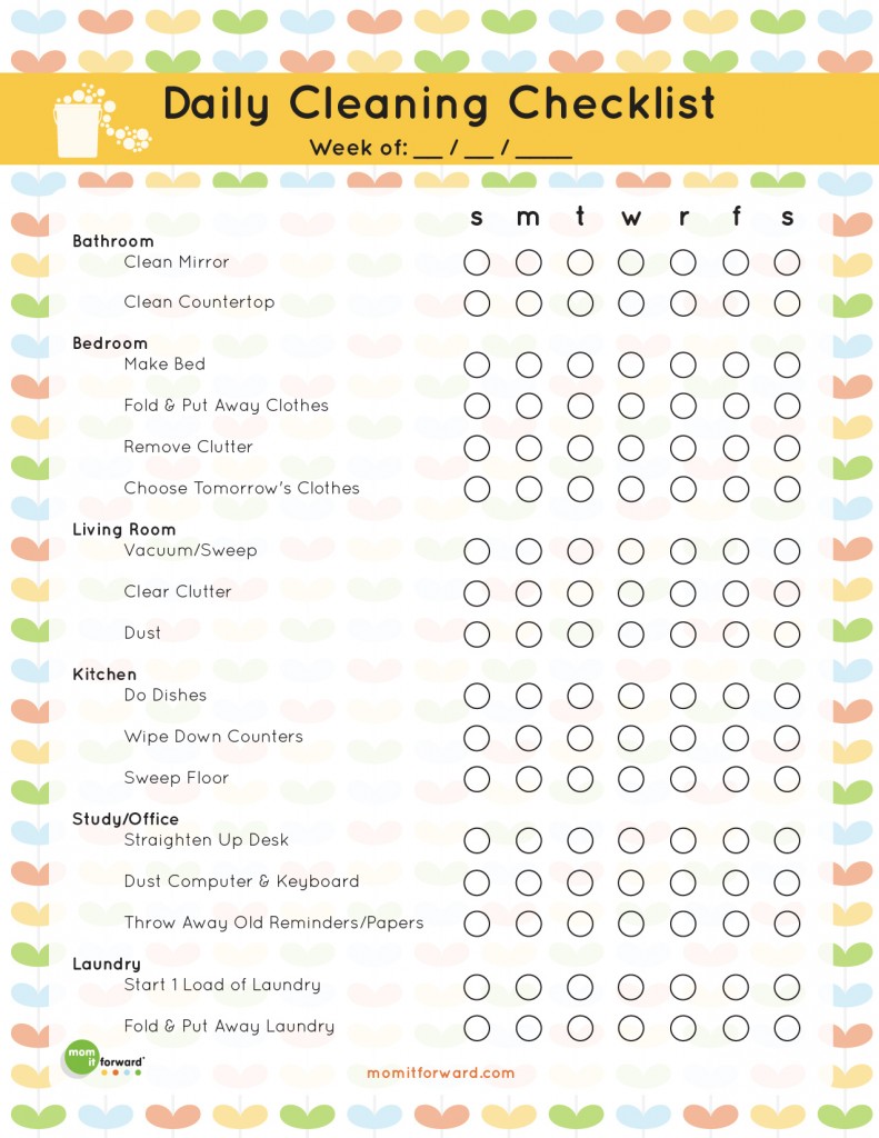 Daily Cleaning Checklist Printable Mom it Forward