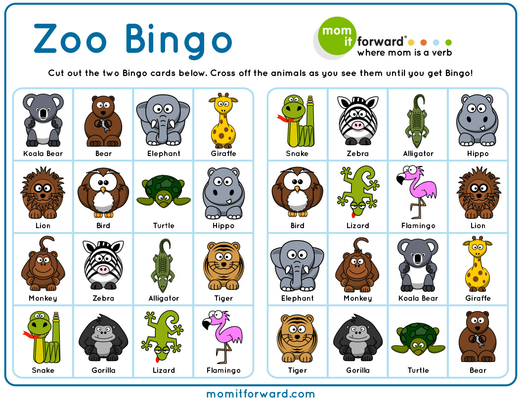 Zoo Animal Bingo Free Printable Free Printable Templates