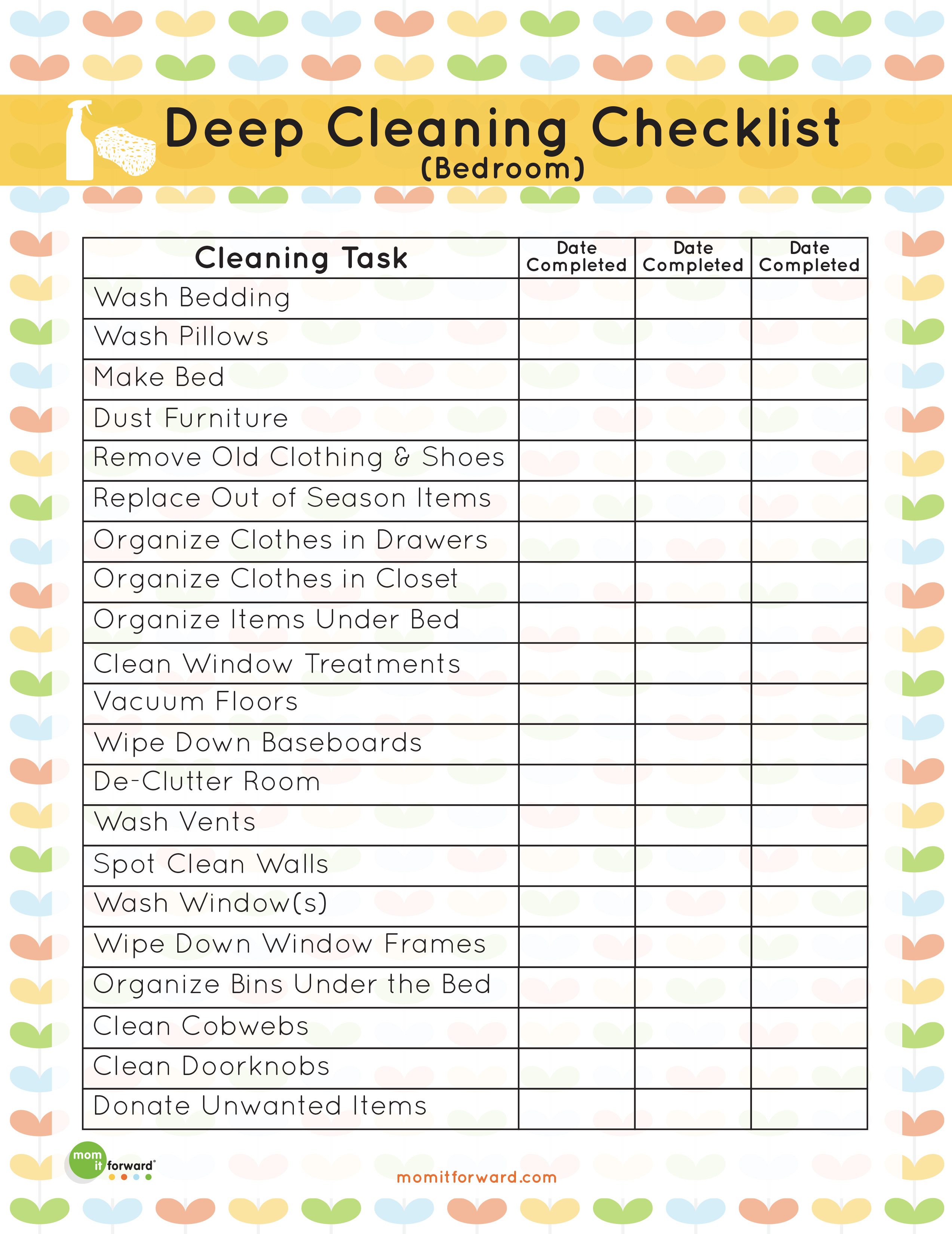 cleaning checklist by room