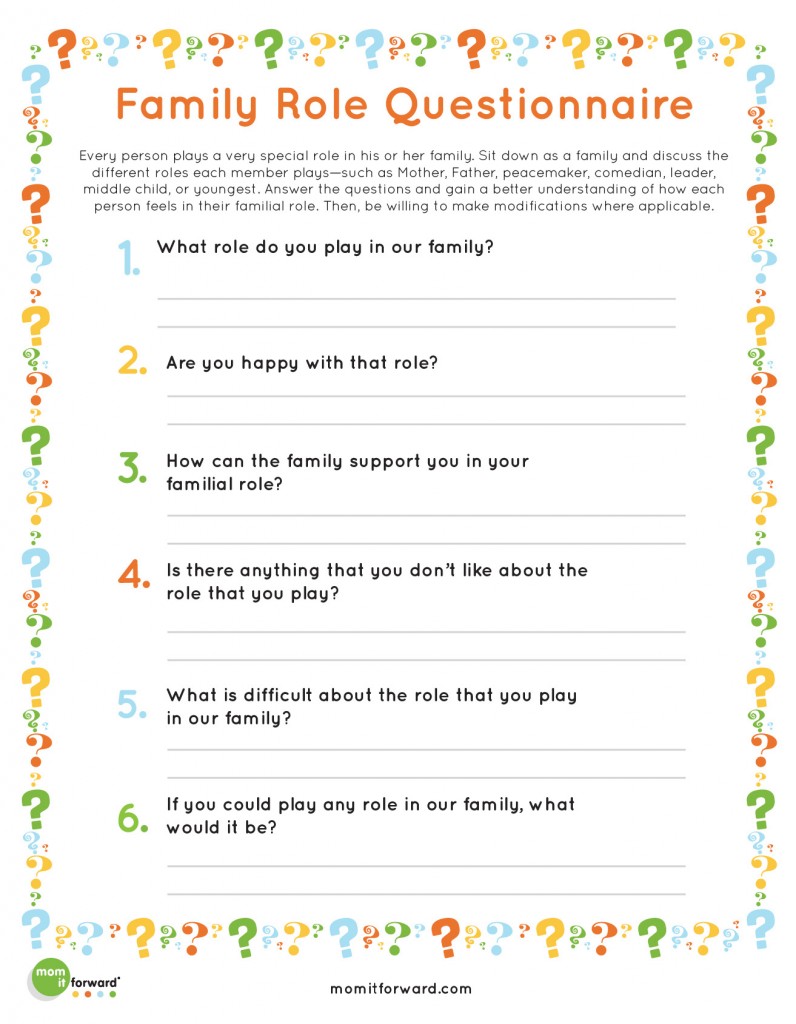 Family Roles Worksheets