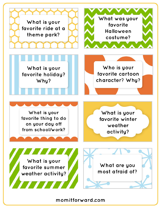 Dinner Discussion Questions Printables - Mom it ForwardMom it Forward